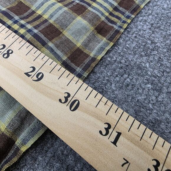 Banana Republic Shirt Mens Large Brown Yellow Plaid Linen Short Sleeve Button Up - Picture 7 of 14